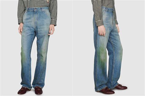 grass stained pants gucci|Gucci Debuts $1,200 Jeans Designed with Grass Stains Around .